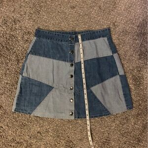 Chic Blue Patchwork Denim Skirt